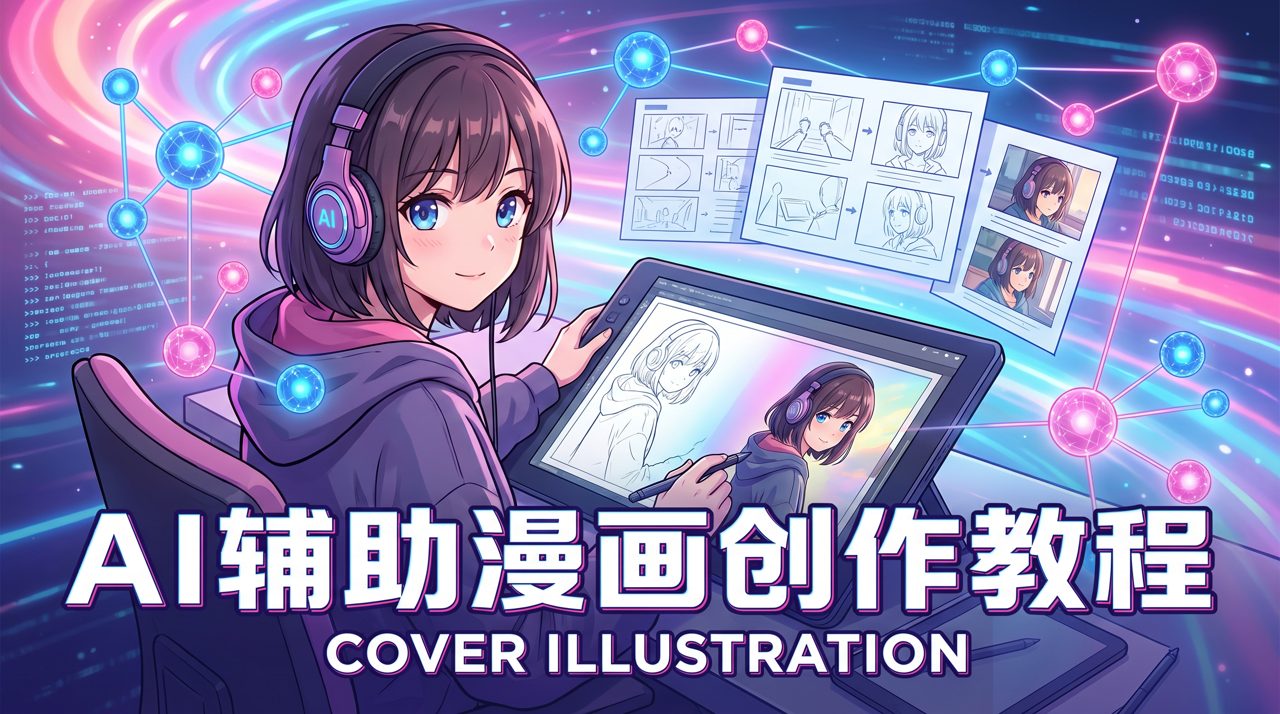 繁花漫画 AI 漫画教程封面 - 二次元美少女创作演示